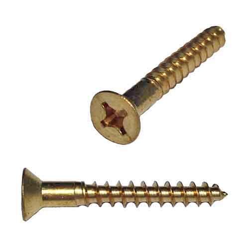 FPWS458B #4 X 5/8" Flat Head, Phillips, Wood Screw, Brass